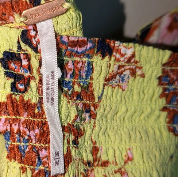 Free People Bali Citrus Skies Jumpsuit in Lemon Mango size Medium Resort Vaca - Picture 5 of 9